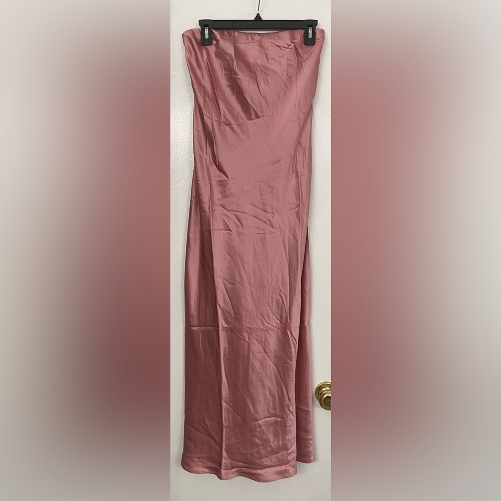 NWT Reformation Joana Silk Strapless Dress Rose Petals Pink Size Medium - Picture 5 of 11